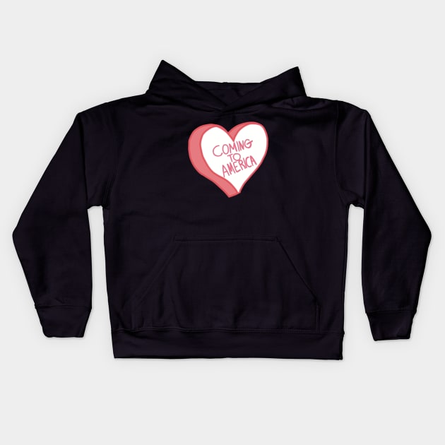 Coming To America Red Love Heart Kids Hoodie by ROLLIE MC SCROLLIE